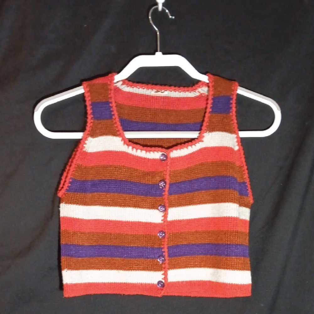 Vintage Striped Multicolor Womens Vest Size Small